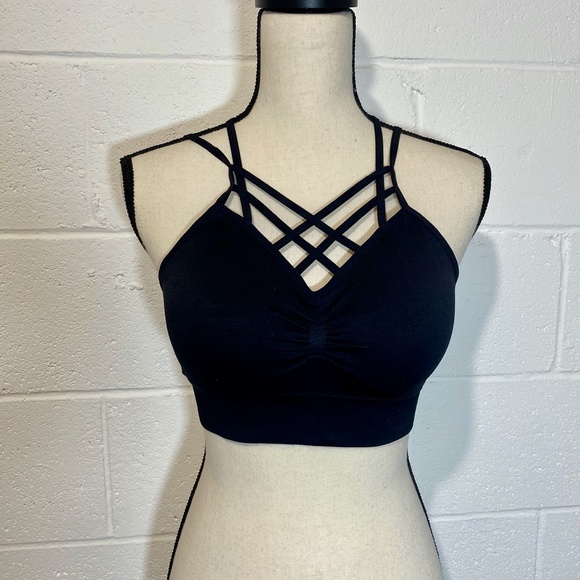 Itzon Strappy Black Sports Bra Small/Medium - Picture 2 of 11